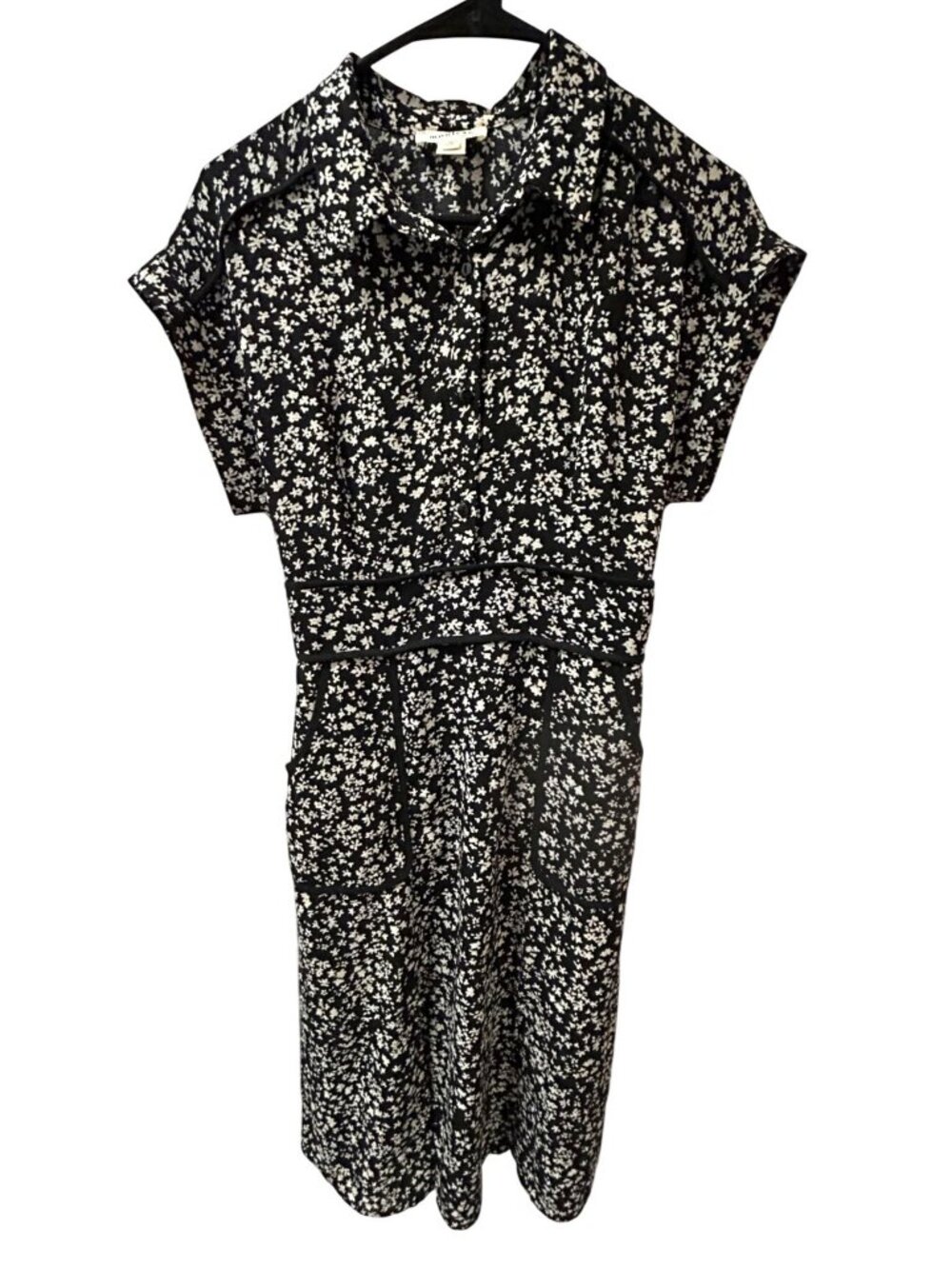 Monteau Black and White Floral Print Dress - Size M